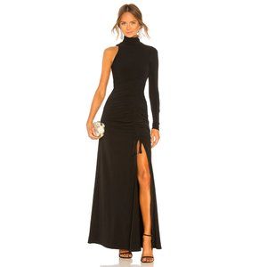 Cinq A Sept Black Solid Francoise One Sleeved Maxi Gown